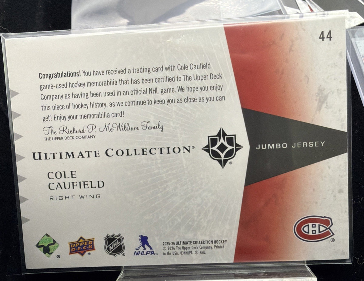 Cole Caufield 2025-26 Upper Deck Ultimate Jumbo Jersey Patch /199 Canadiens #441
