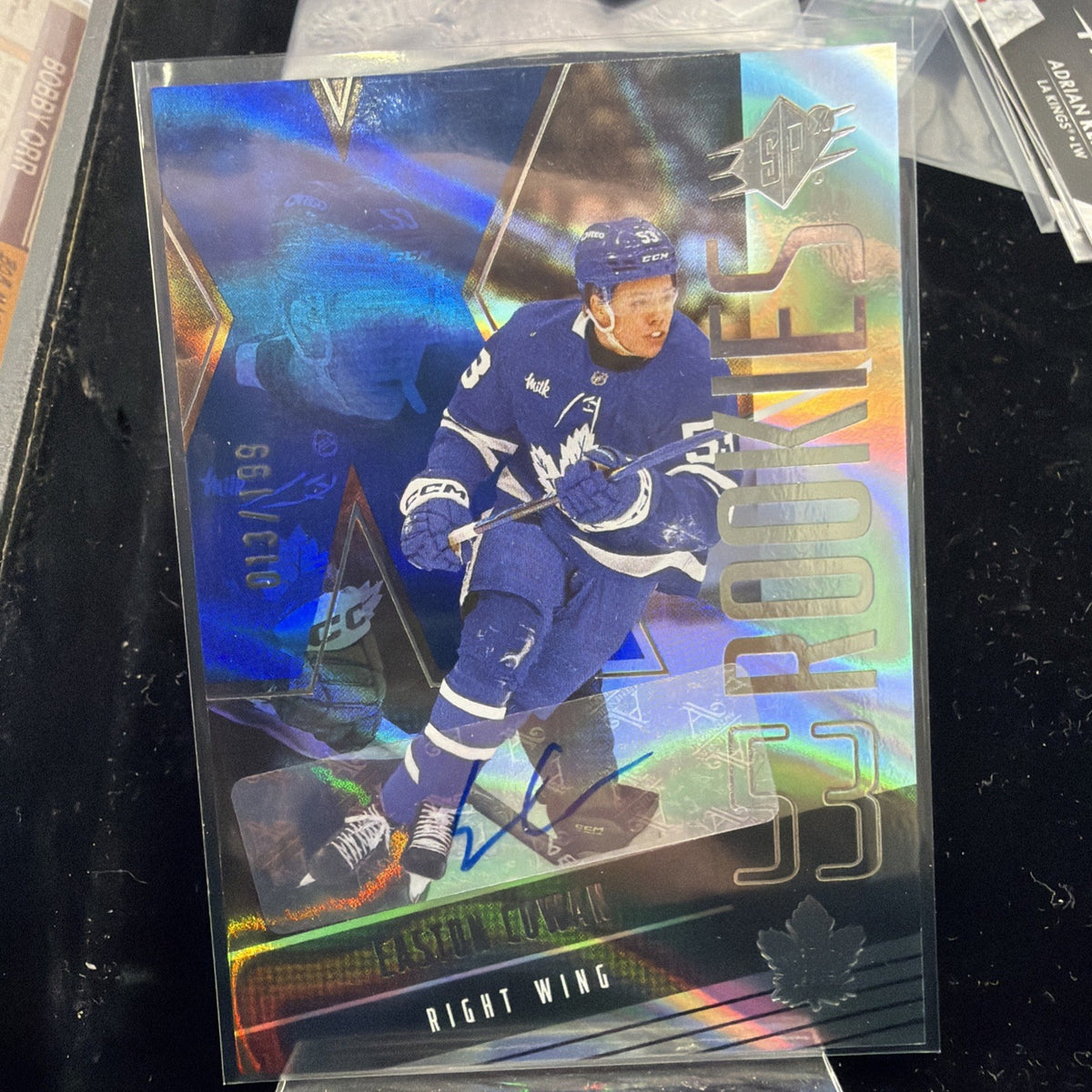 Upper Deck 2025-26 SPx Easton Cowan Blue Auto Autograph /199 #F-EC Leafs0