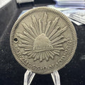 Mexico 1843 8 Reales Zs OM Zacatecas Mint Silver Coin sm hole0