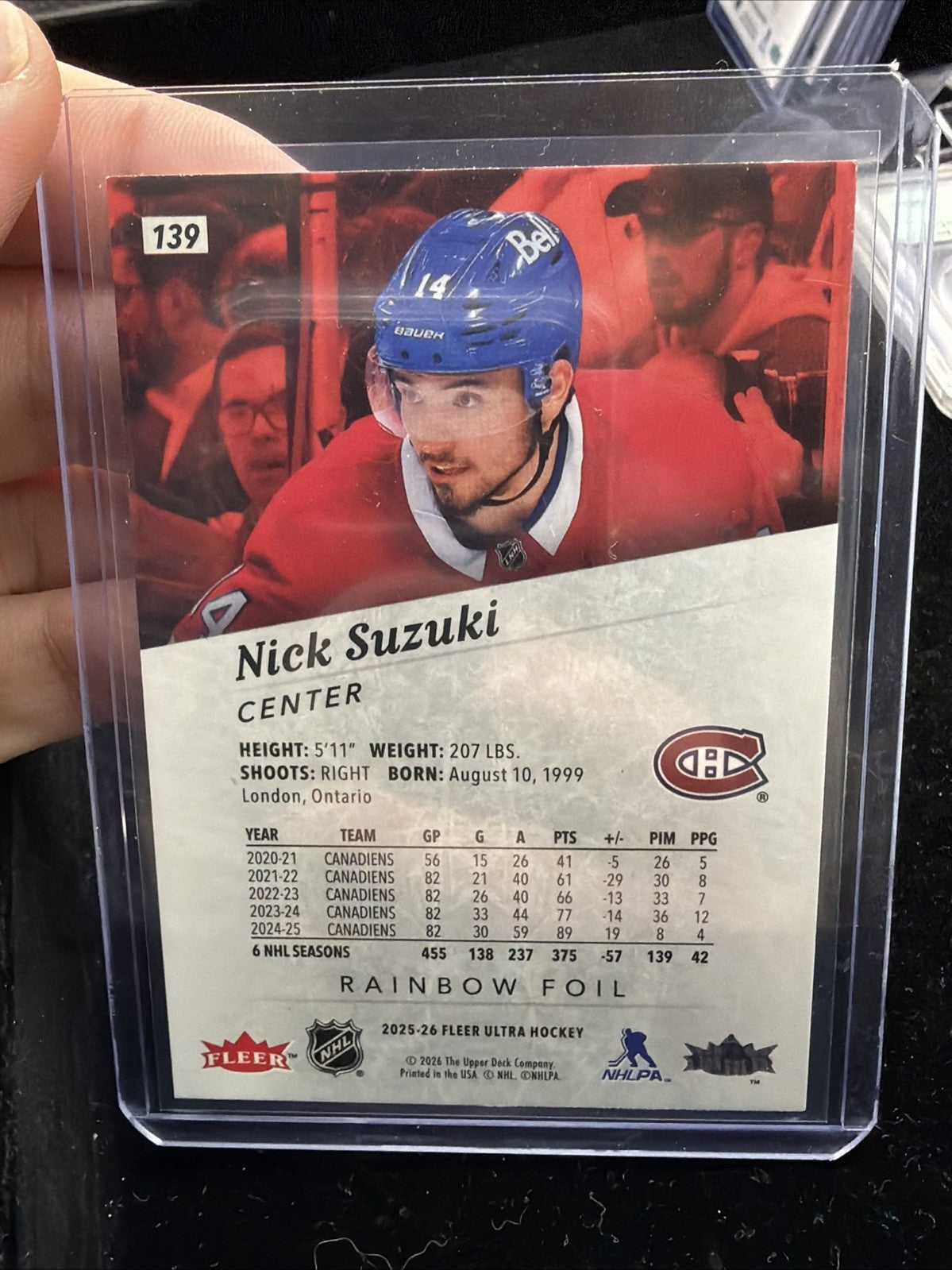 2025-26 Upper Deck Fleer Ultra Rainbow Foil Nick Suzuki #1391