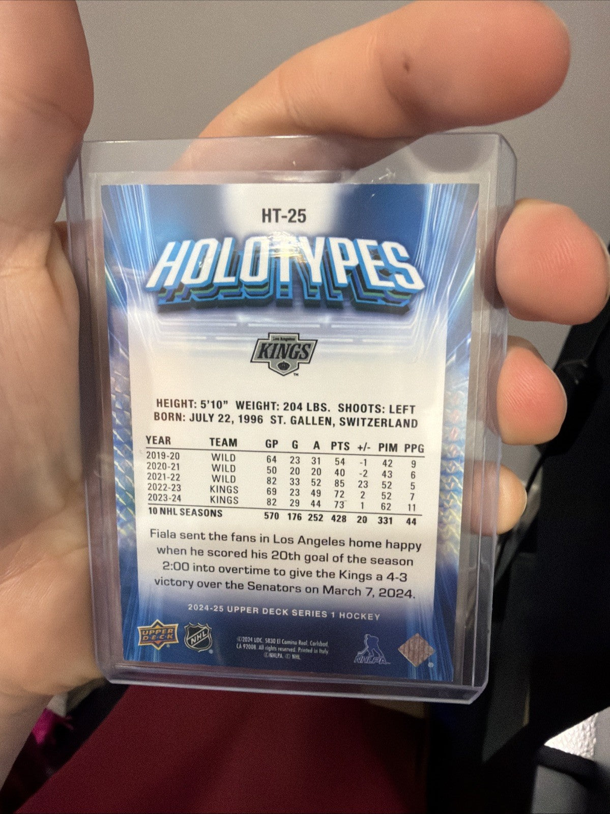 2024-25 Upper Deck Series 1 Holotypes Kevin Fiala #HT-25 0e151