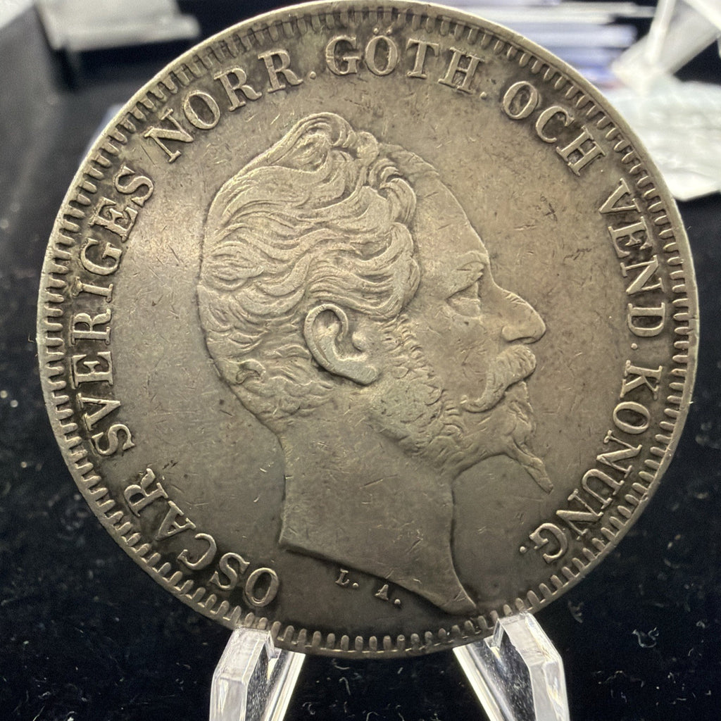 (Abt. AU) 1857 Sweden Silver Riksdaler Specie. - outstanding example1