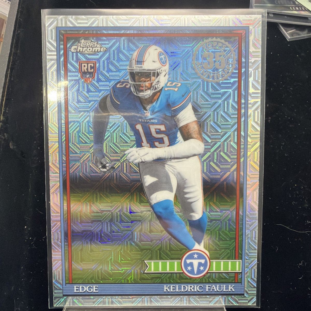 2026 Topps Flagship #91TRC-44 Keldric Faulk Rookie Card MOJO SP Chrome Titans0