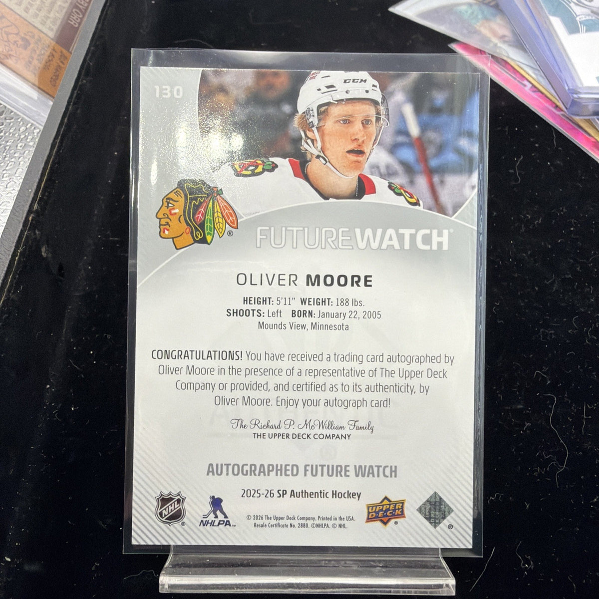 2025-26 SP Authentic Future Watch Auto Horizontal Oliver Moore Auto 155/1991