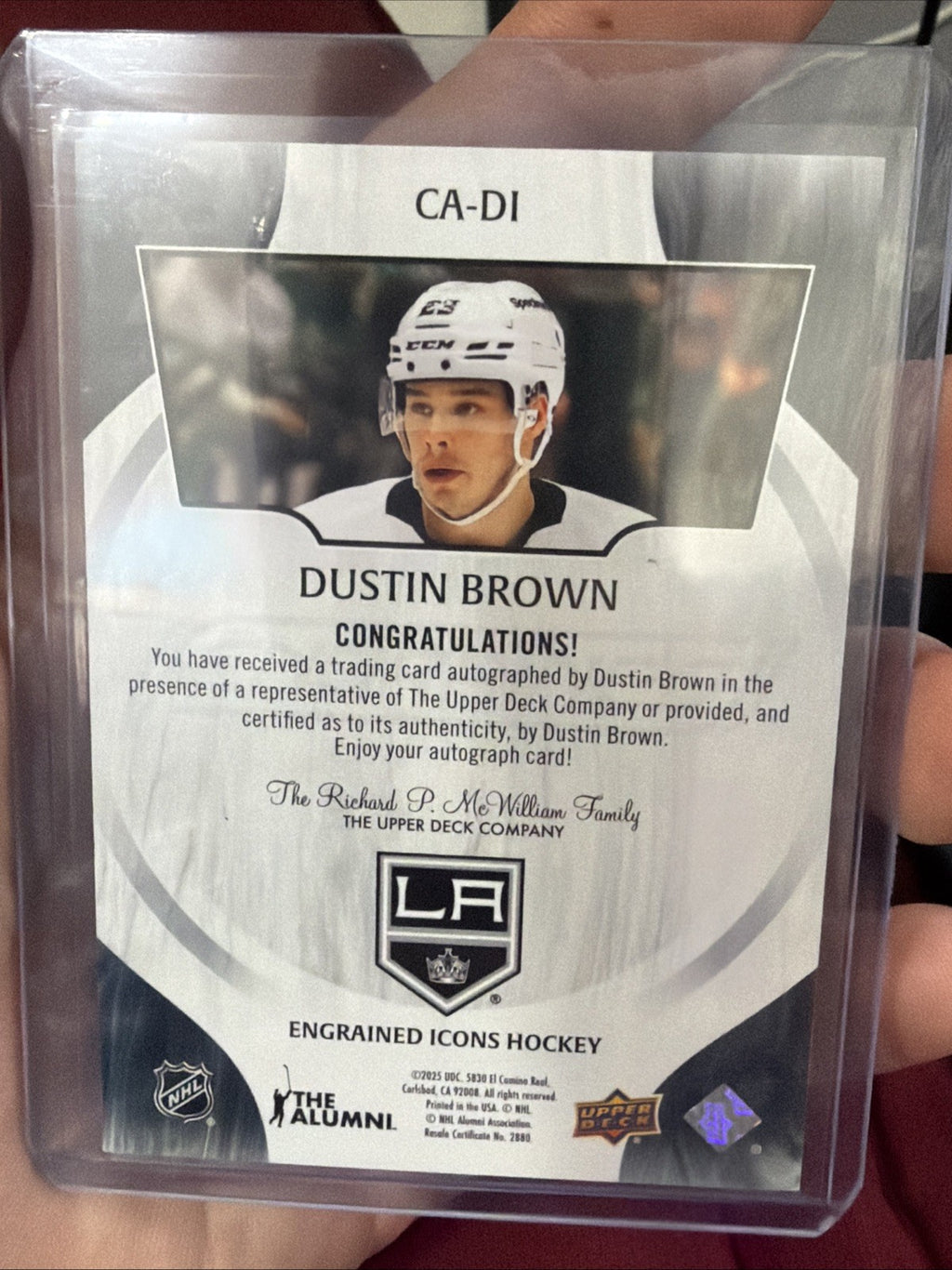 2024-25 Upper Deck Engrained Icons Auto Ebony #CADI Dustin Brown /49 #X156181