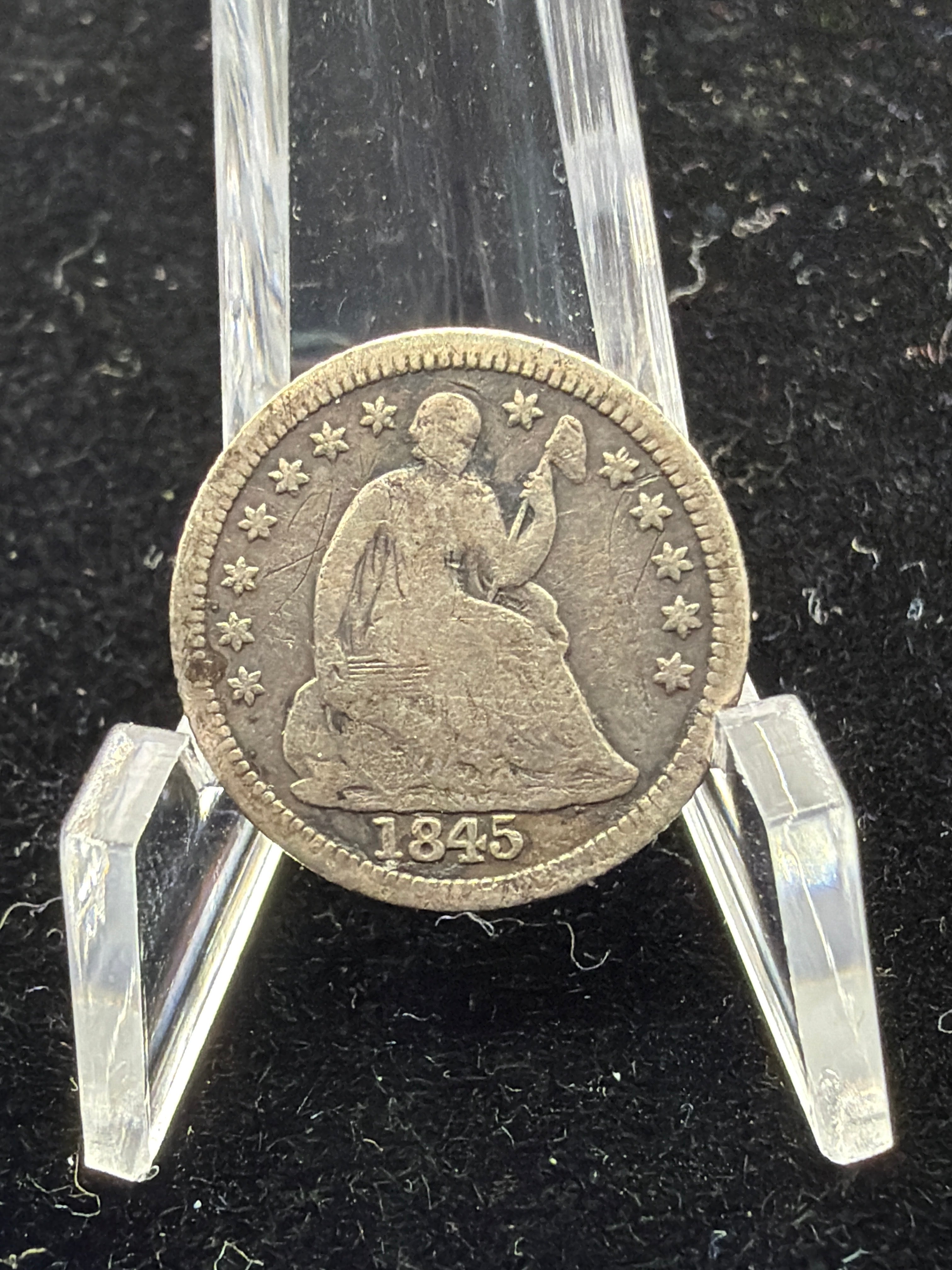 1845 Half Dime - Seated Liberty US silver coin