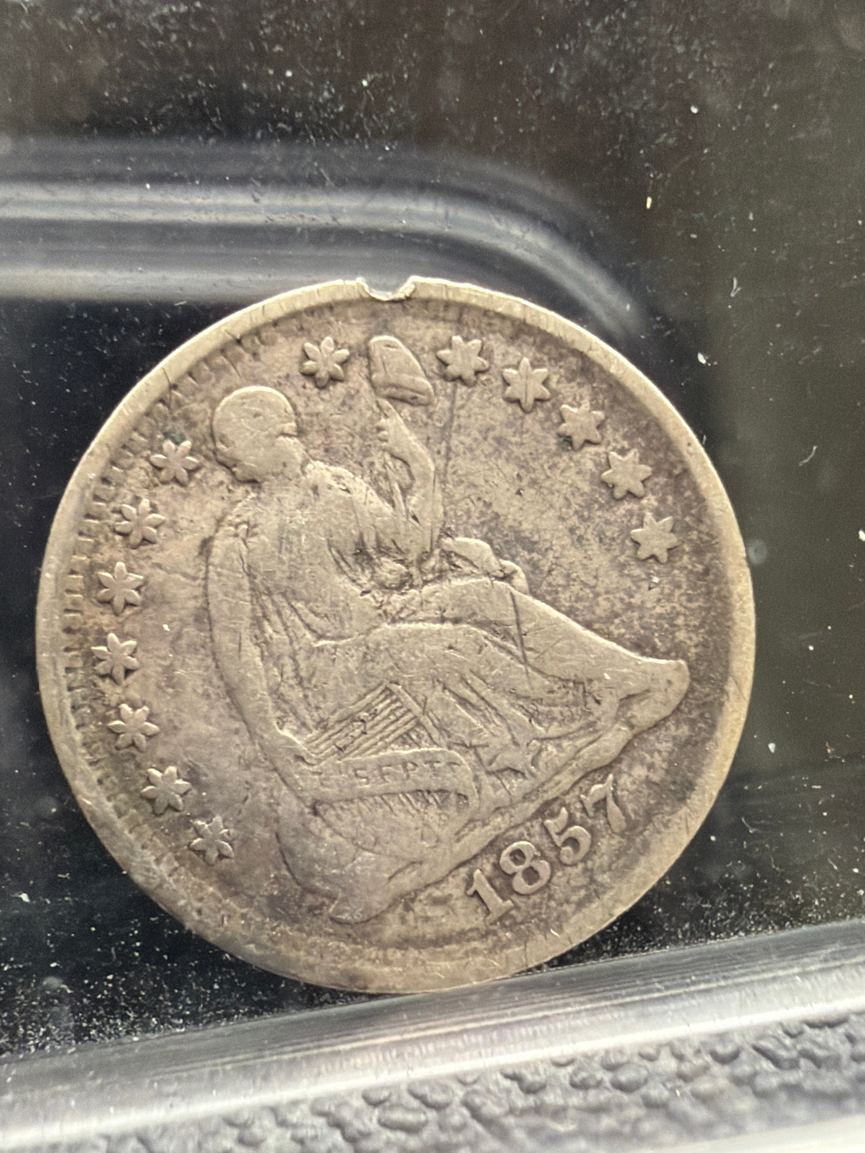 1857 Half Dime - Seated Liberty US Silver Coin h10c