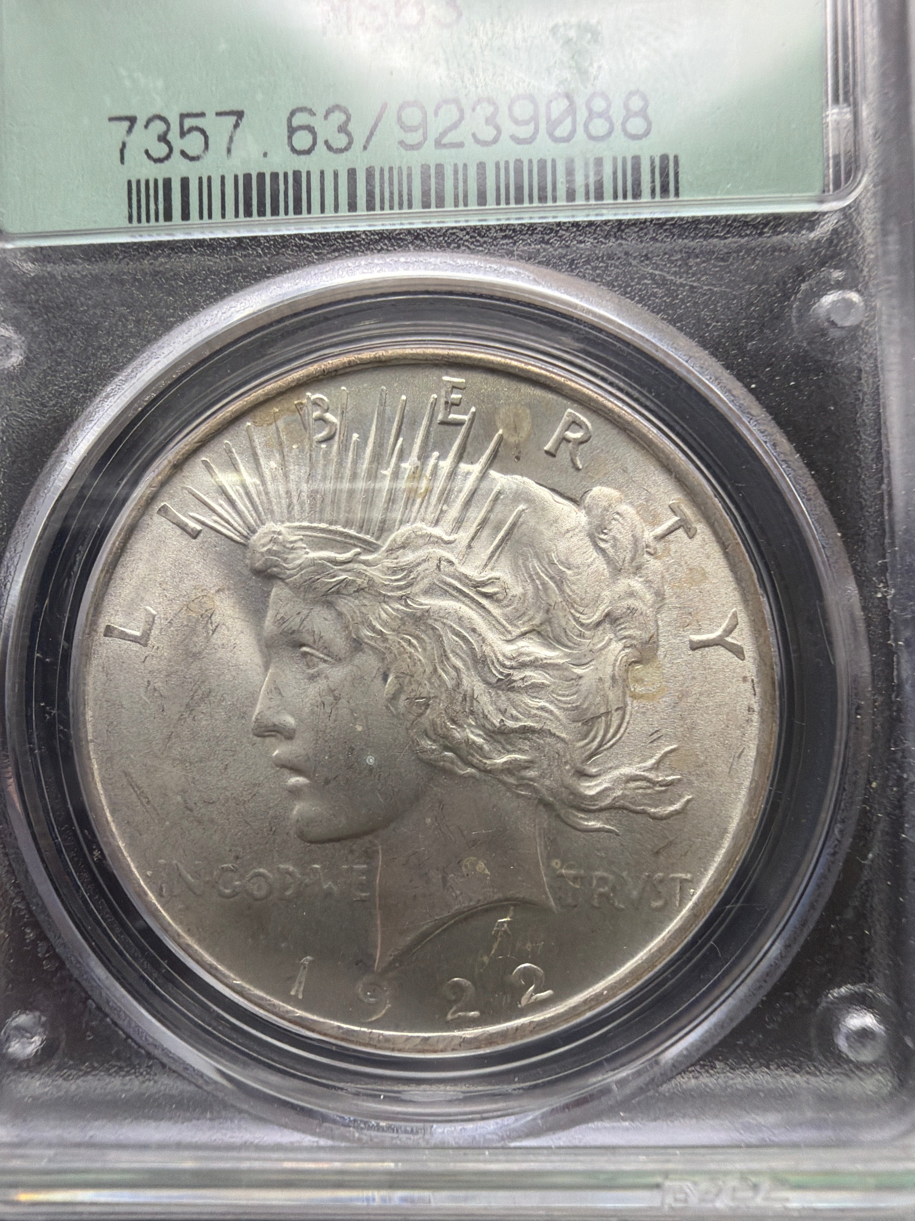 1922 MS63 PCGS OGH Peace - US UNC Silver Coin