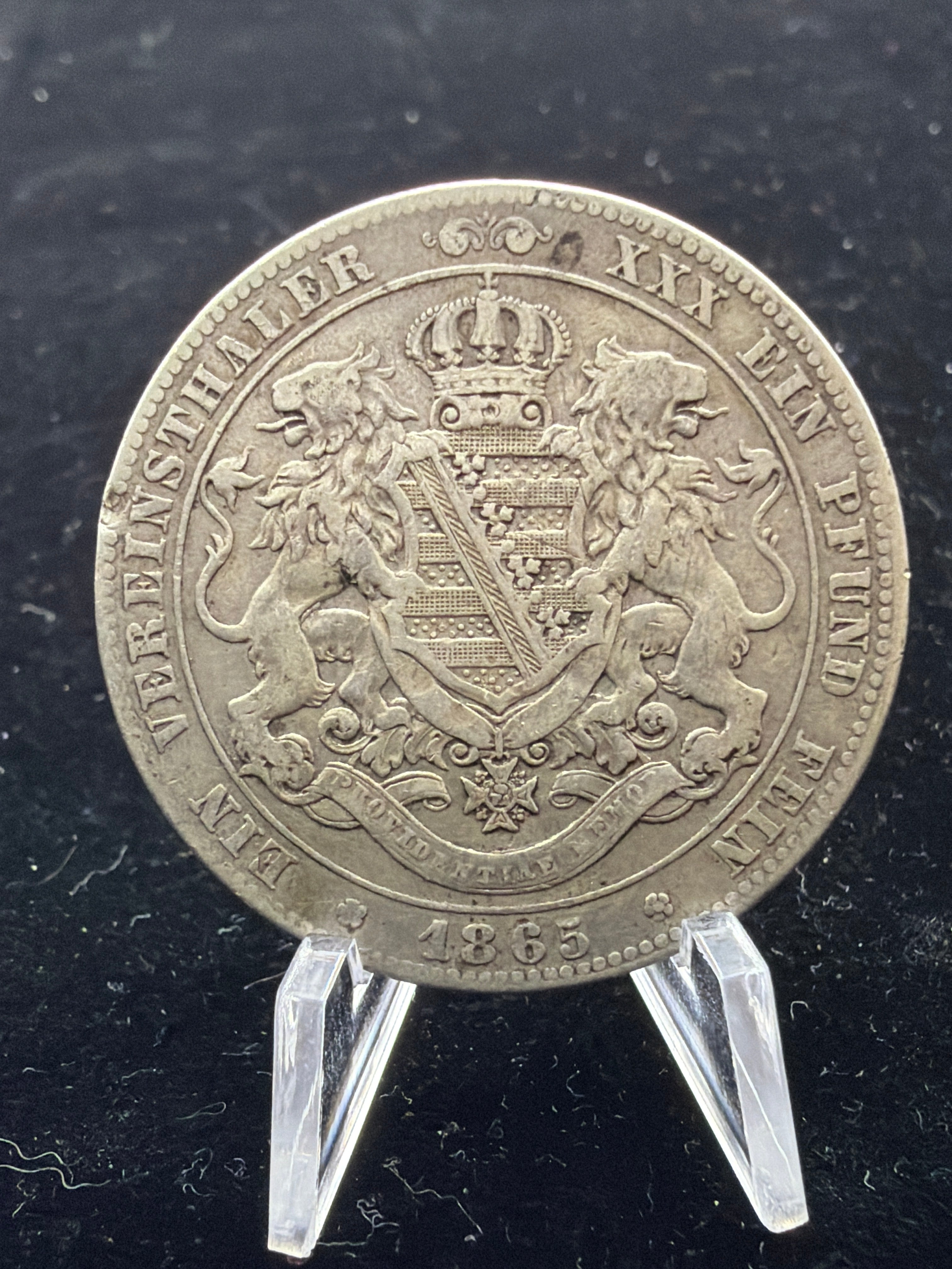 1865 XF Saxony-Albertine 1 Vereinsthaler - German Silver Coin