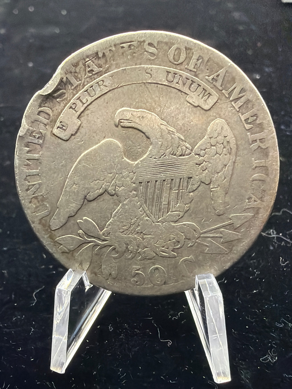 VG 1831 Capped Bust Half Dollar - US 50c Silver Coin with Rim Dings