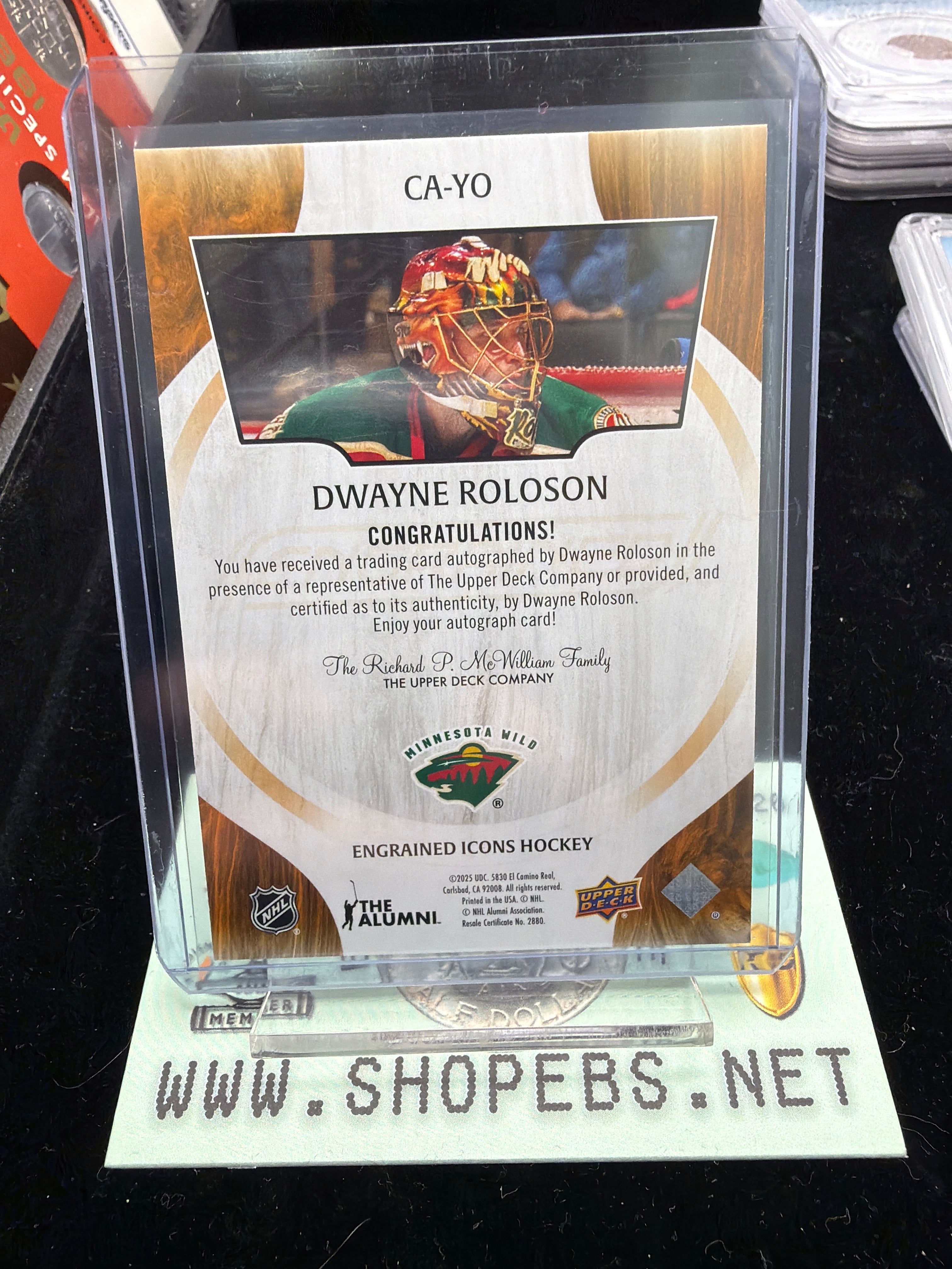 Dwayne Roloson Auto - UD 2025 Engrained Icons Hockey #CA-YO