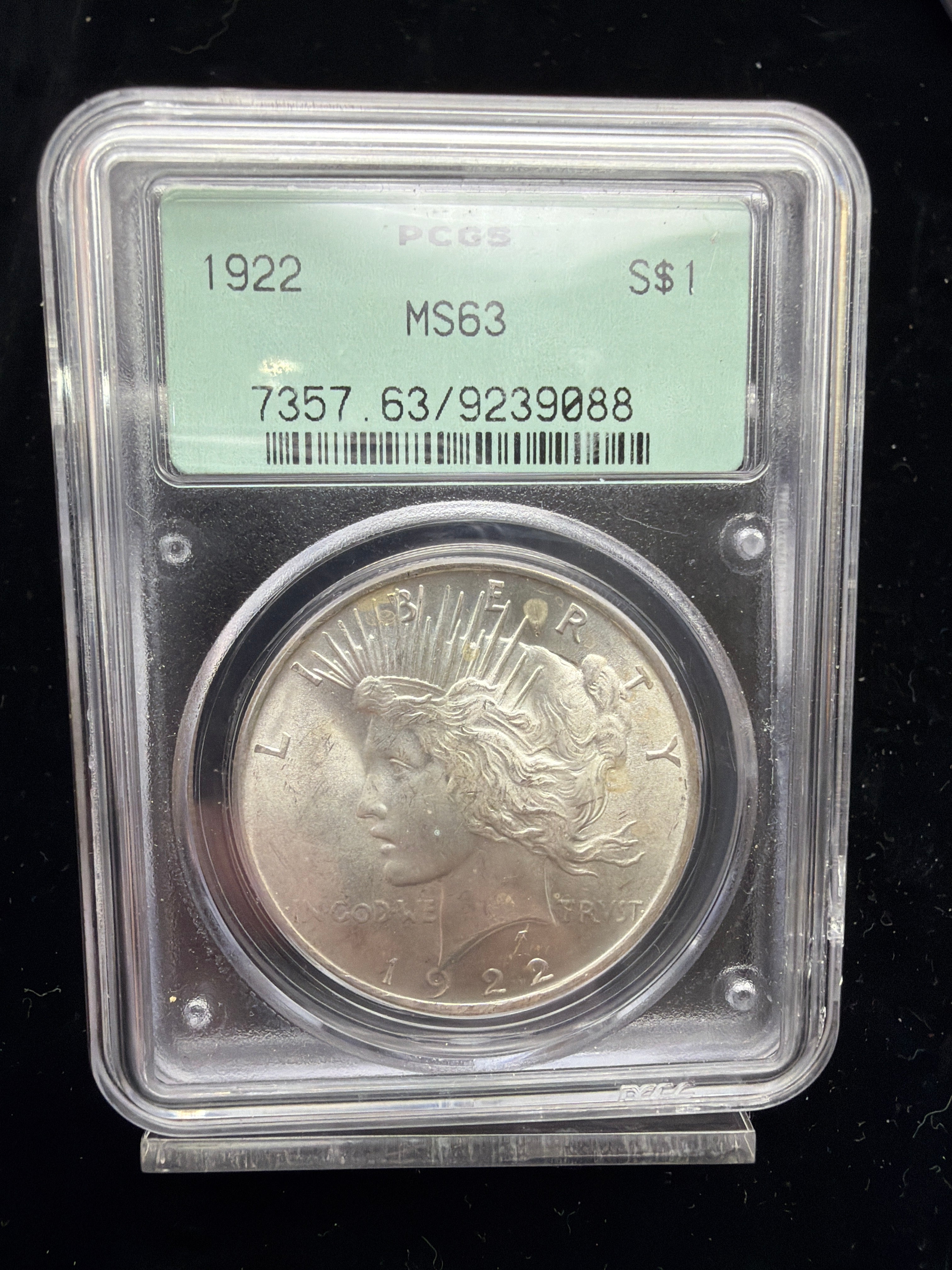 1922 MS63 PCGS OGH Peace - US UNC Silver Coin