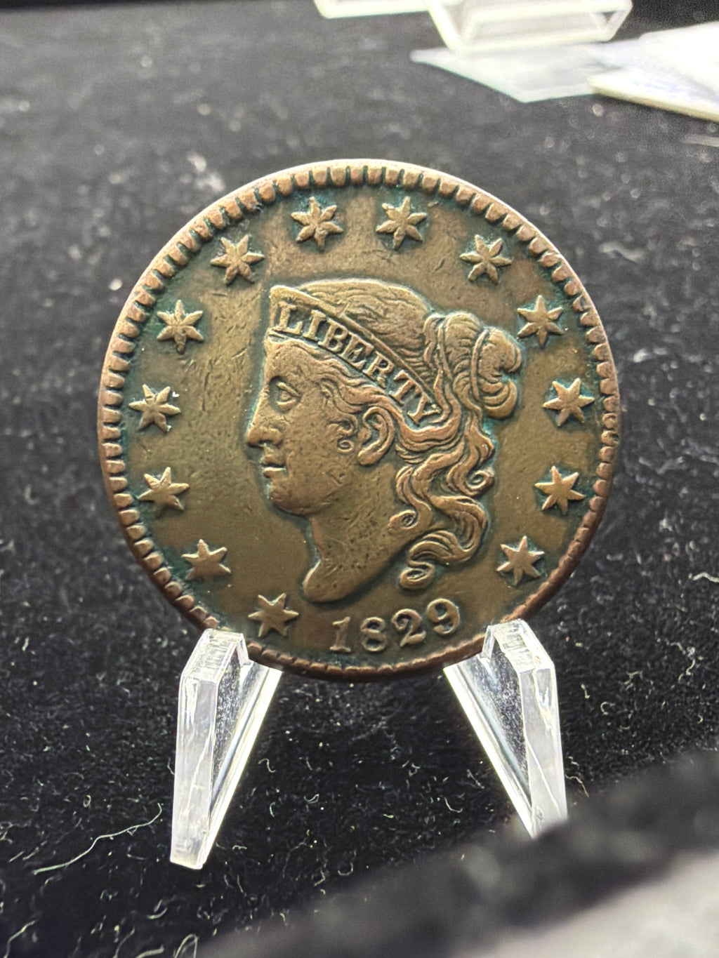 1829 XF/AU LG. LETTERS US Large Cent - US EAC Copper penny coin