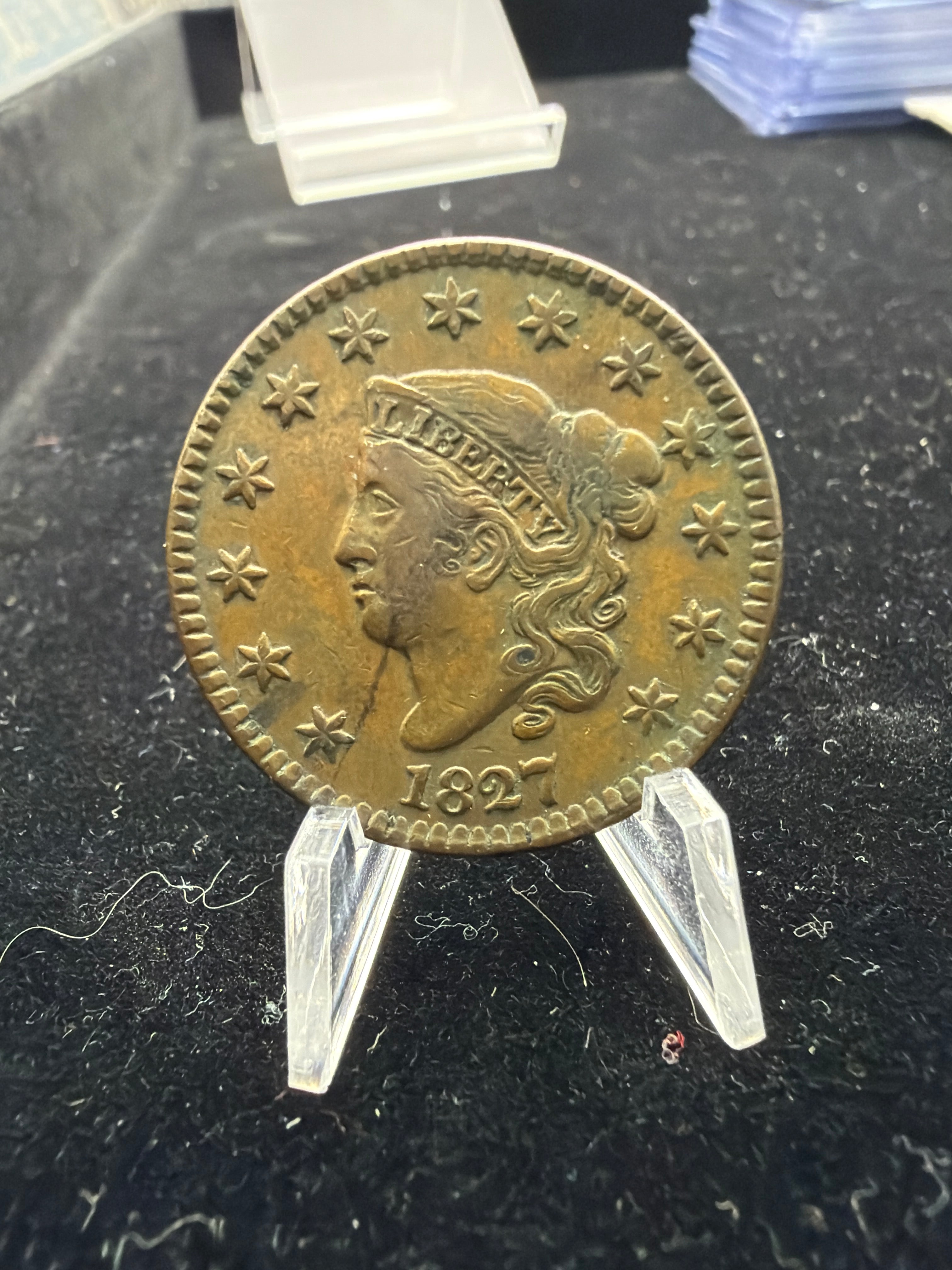 XF 1827 Large Cent - Rare US Copper EAC 1c Coin