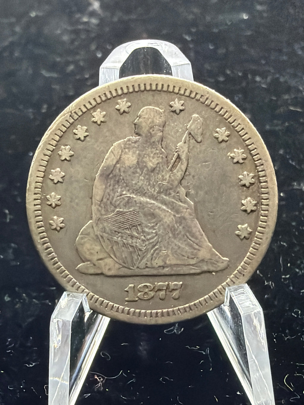 VF 1877 Seated Liberty Quarter - US Silver 25c Coin