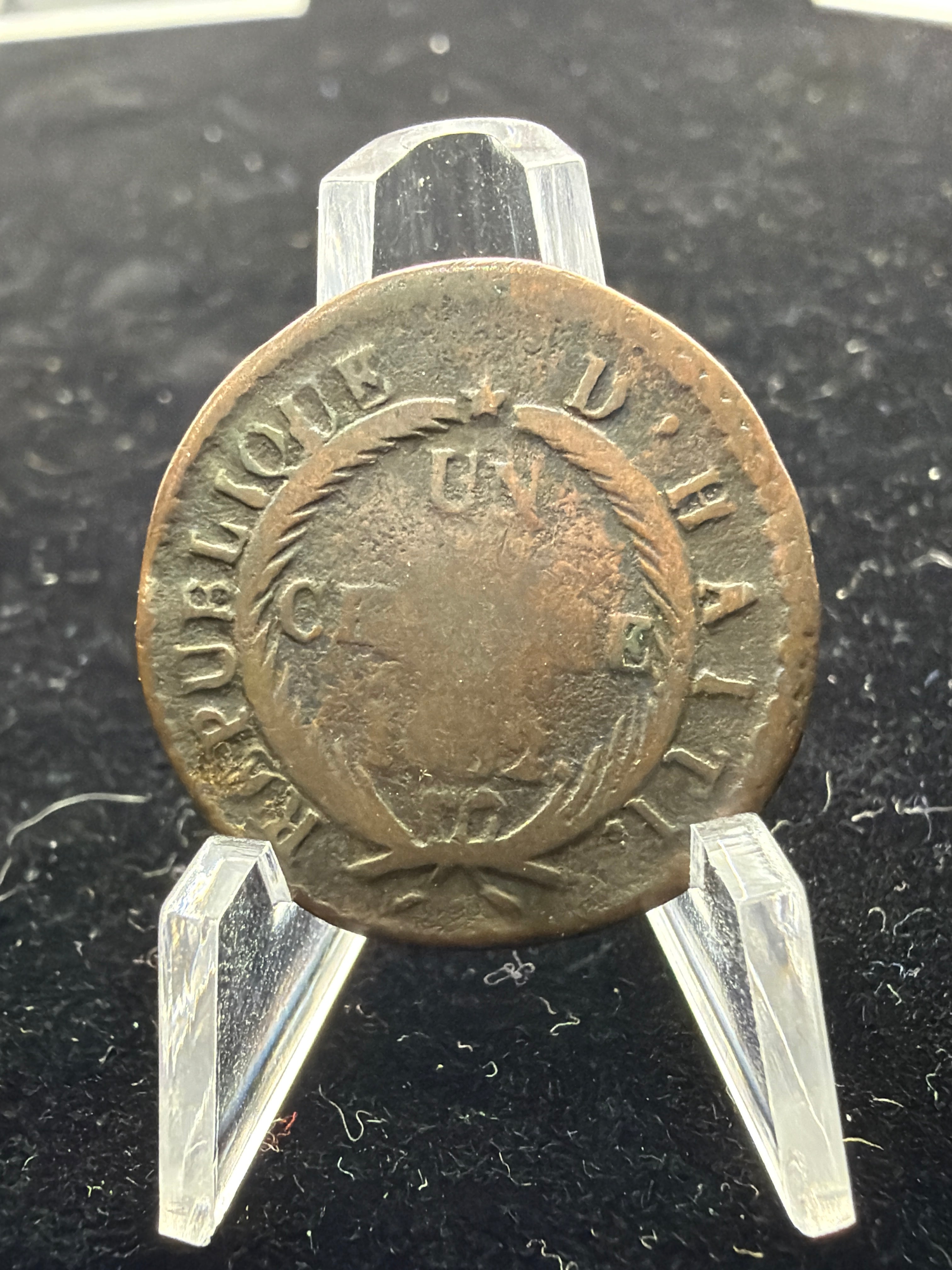 1832 Haiti 1 centime - an 29 copper coin