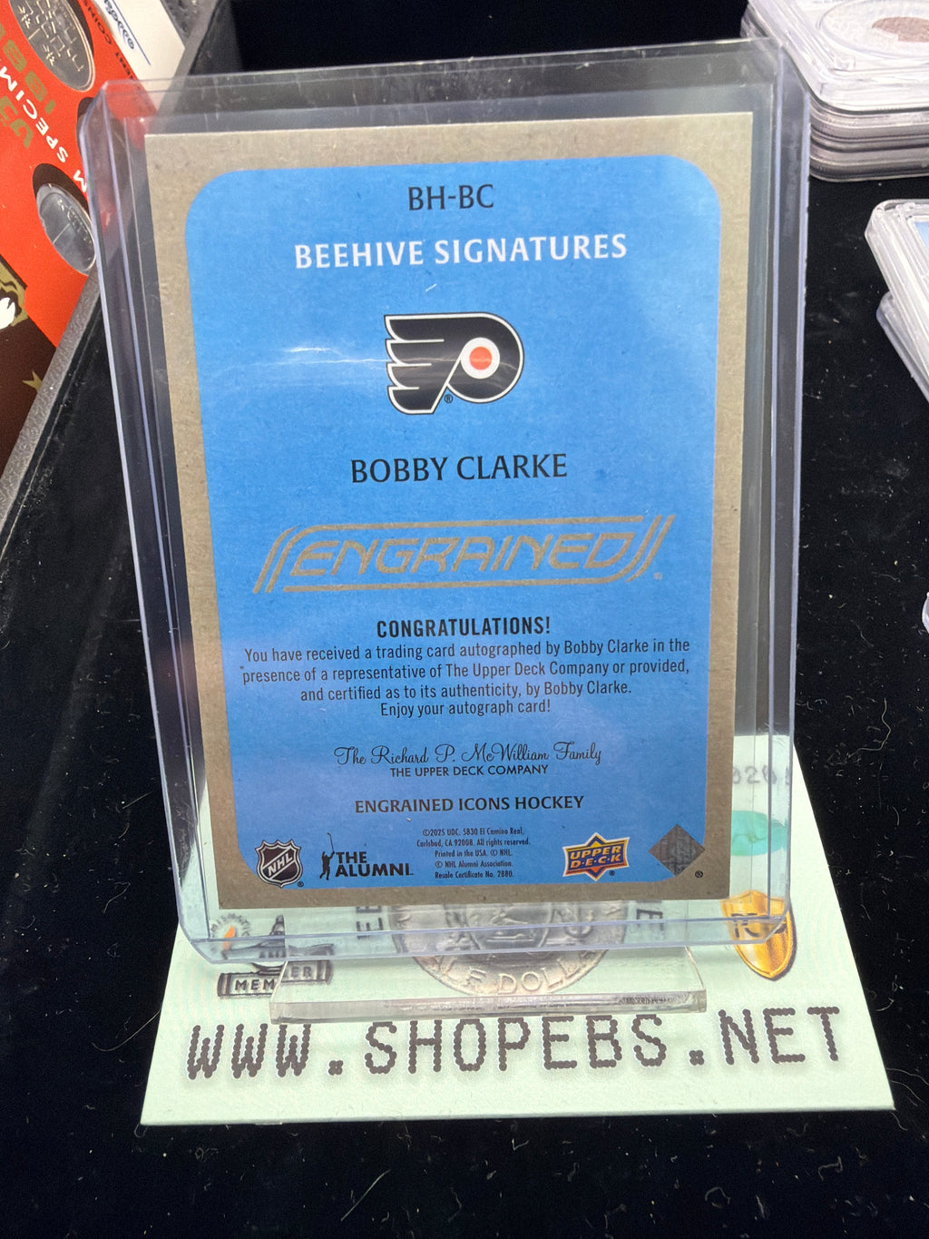 Bobby Clarke Auto - Beehive signatures UD 2025 Engrained #BH-BC